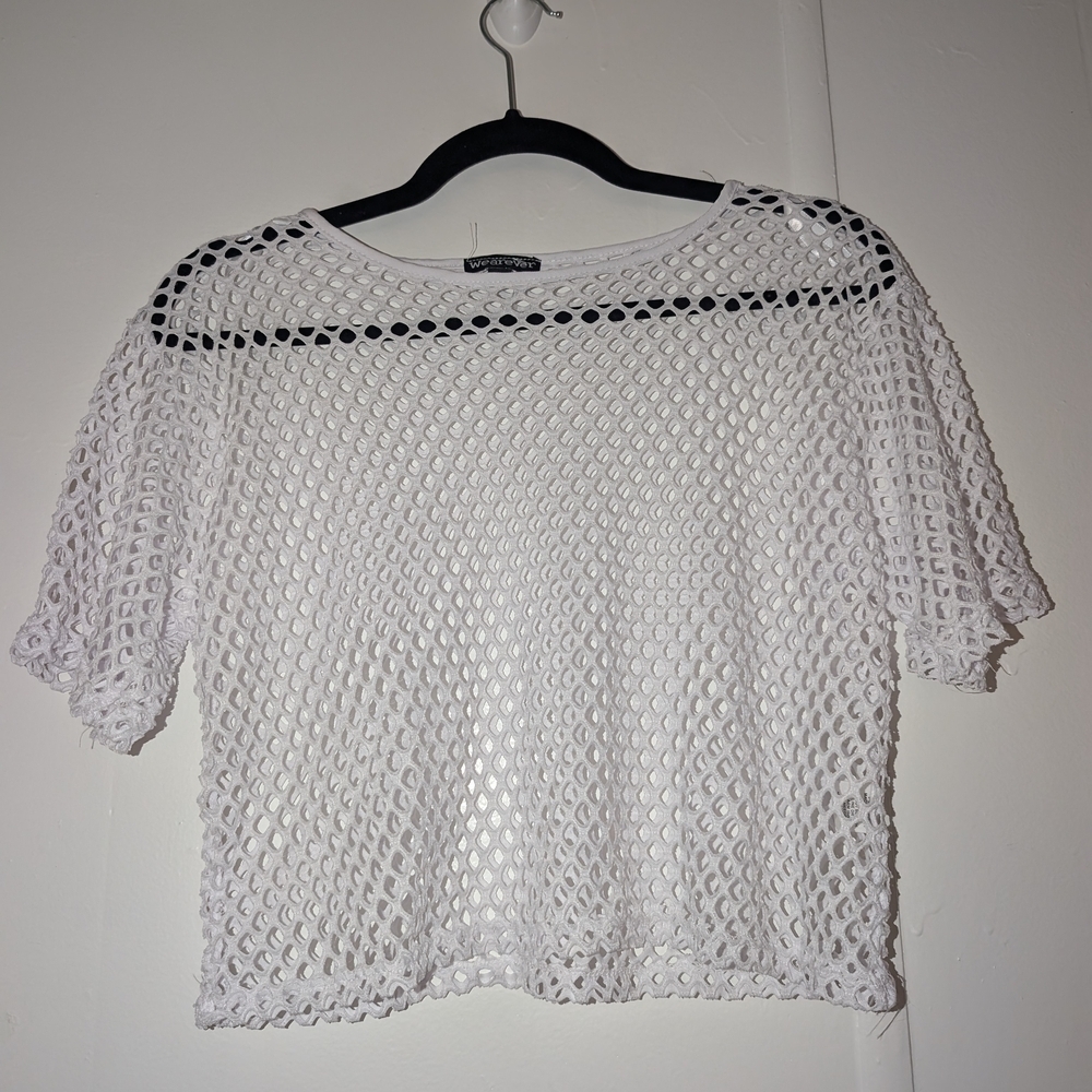 White Cropped Short Sleeve Blouse *New With Out Tags*. Baddie Y2k